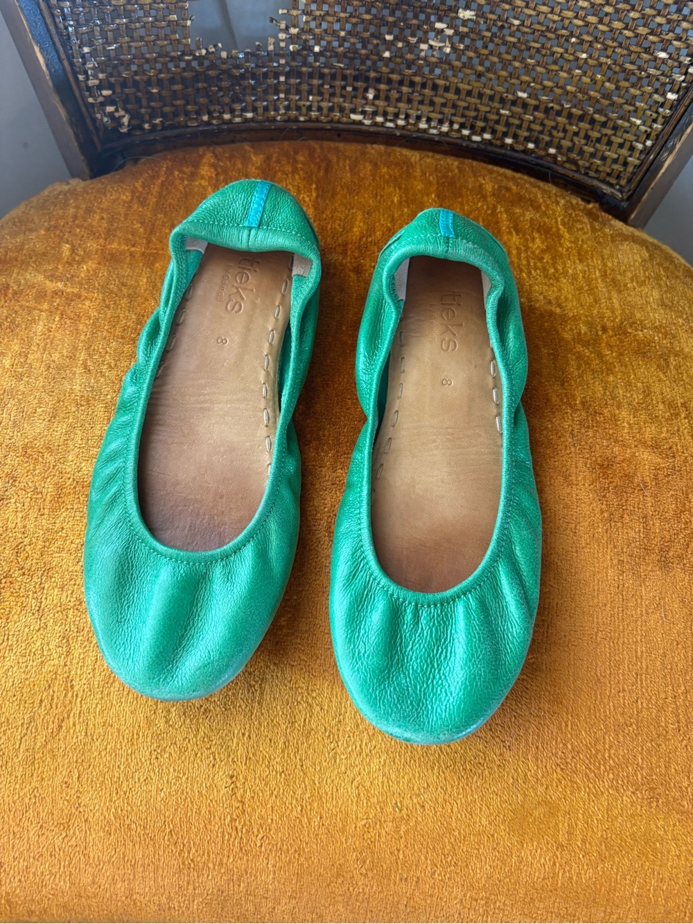 Tieks by Gavrieli Emerald Green Leather Ballet Flats Women's Size 8